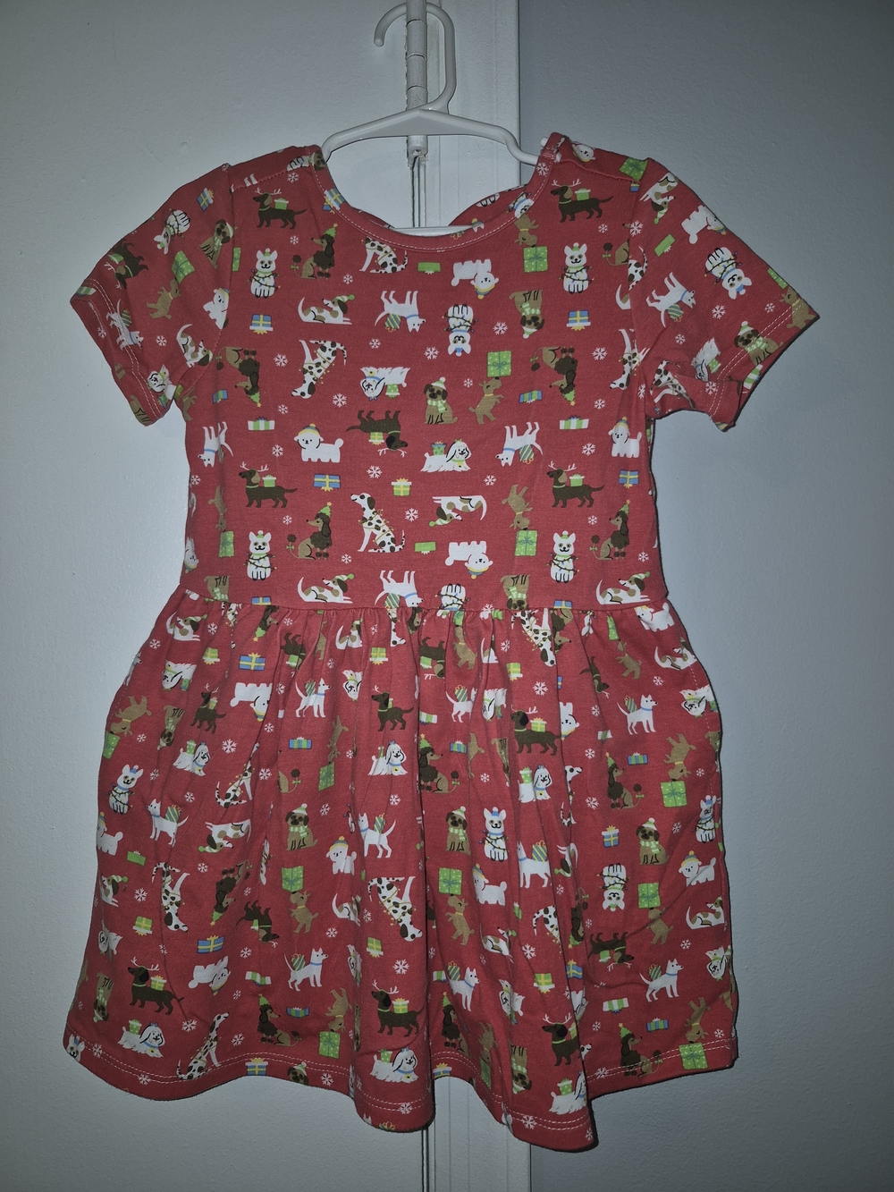 Dot & Zazz Red Kids Dress with Playful Holiday Dog Print Size 4T
